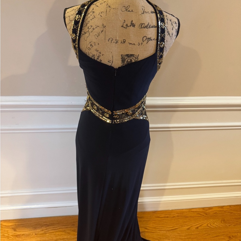 Elegant Black and Gold Evening Dress